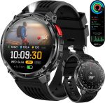 Mens Smart Watch for Android Phones and iPhone,Military Sport Smart Watches for Men Fitness Tracker Watch with Flashlight/Compass/Waterproof/100 Days