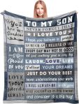 Spwasplo Gifts for Son Blanket from Mom Dad - Son Christmas Birthday Gift Adult - Ultra Soft Plush Throw Present Ideas for Bedding Sofa - 60"x50"