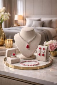 Close-up of a deep red ruby gemstone symbolizing passion and July birthstone.
