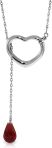 Galaxy Gold GG 14K Gold Open Heart Ruby Drop Pendant Necklace