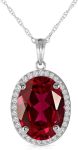Galaxy Gold GG 14K Solid Yellow Gold Natural Ruby and Diamond Oval Pendant Necklace for Women, 7.93 Carat, July Birthstone, Symbol of Love & Vitality