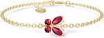 14K Solid Gold, Natural Ruby Butterfly Bracelet - July Birthstone, Stone of Passion & Protection, 7.5-9 Inch, Fine Jewelry for Women