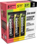 BODYARMOR Flash IV Electrolyte Packets, Strawberry Kiwi, Lemon Lime, & Tropical Punch Variety Pack - Zero Sugar Drink Mix, Single Serve Packs, Coconut Water Powder (15 Count)