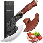 ROCOCO Viking Cleaver Knife Birthday - Butcher Meat Cutting Boning Knife Hand Forged Chinese Kitchen Axe with Sheath Home Outdoor BBQ Camping Chirstmas Mother Father Gift Men