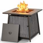 BALI OUTDOORS 28" Gas Fire Pit Table with Metal Lid and Lava Rocks, 50,000 BTU / Gray